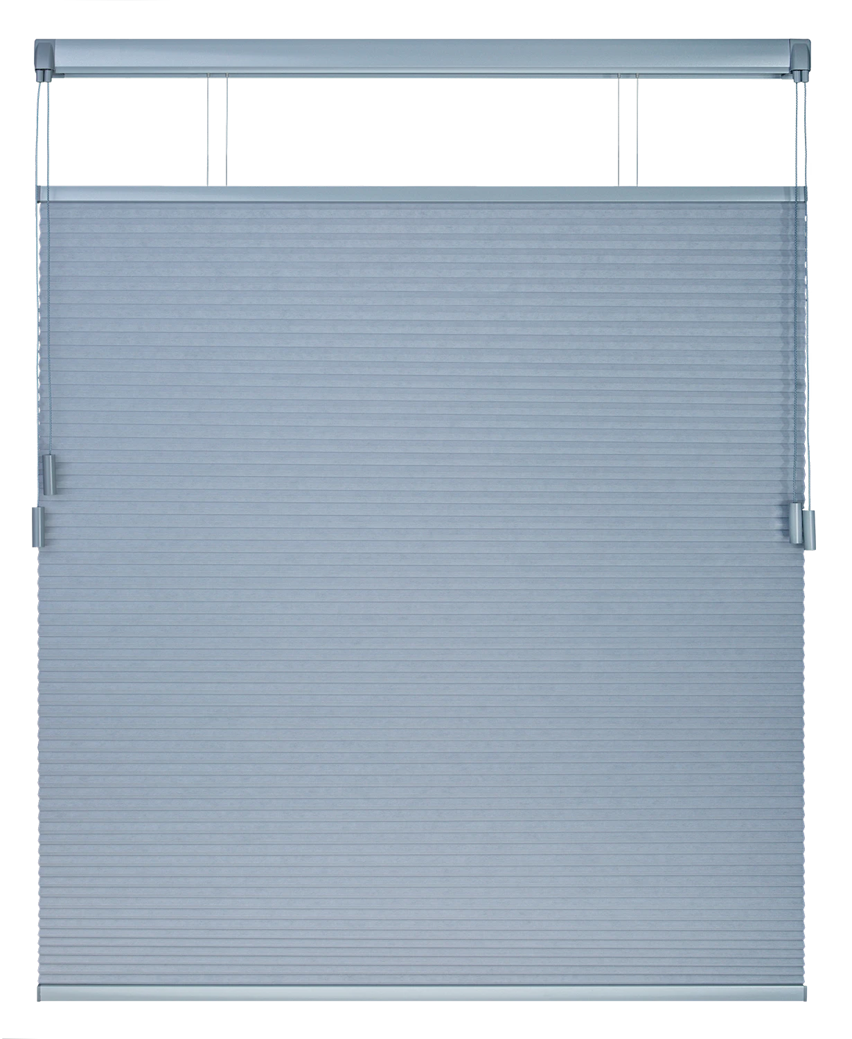 Vrijhangend Plisségordijn met opening bovenzijde met Twin Pull systeem