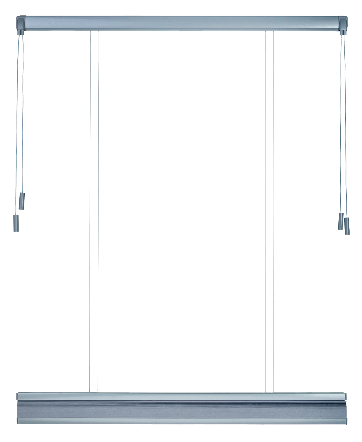 Vrijhangend Plisségordijn laag gesloten met Twin Pull systeem